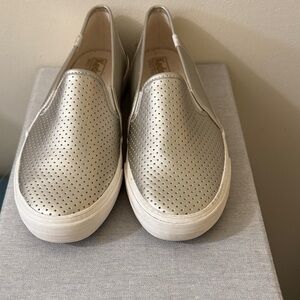 Keds Metallic Silver Slip-On Sneakers